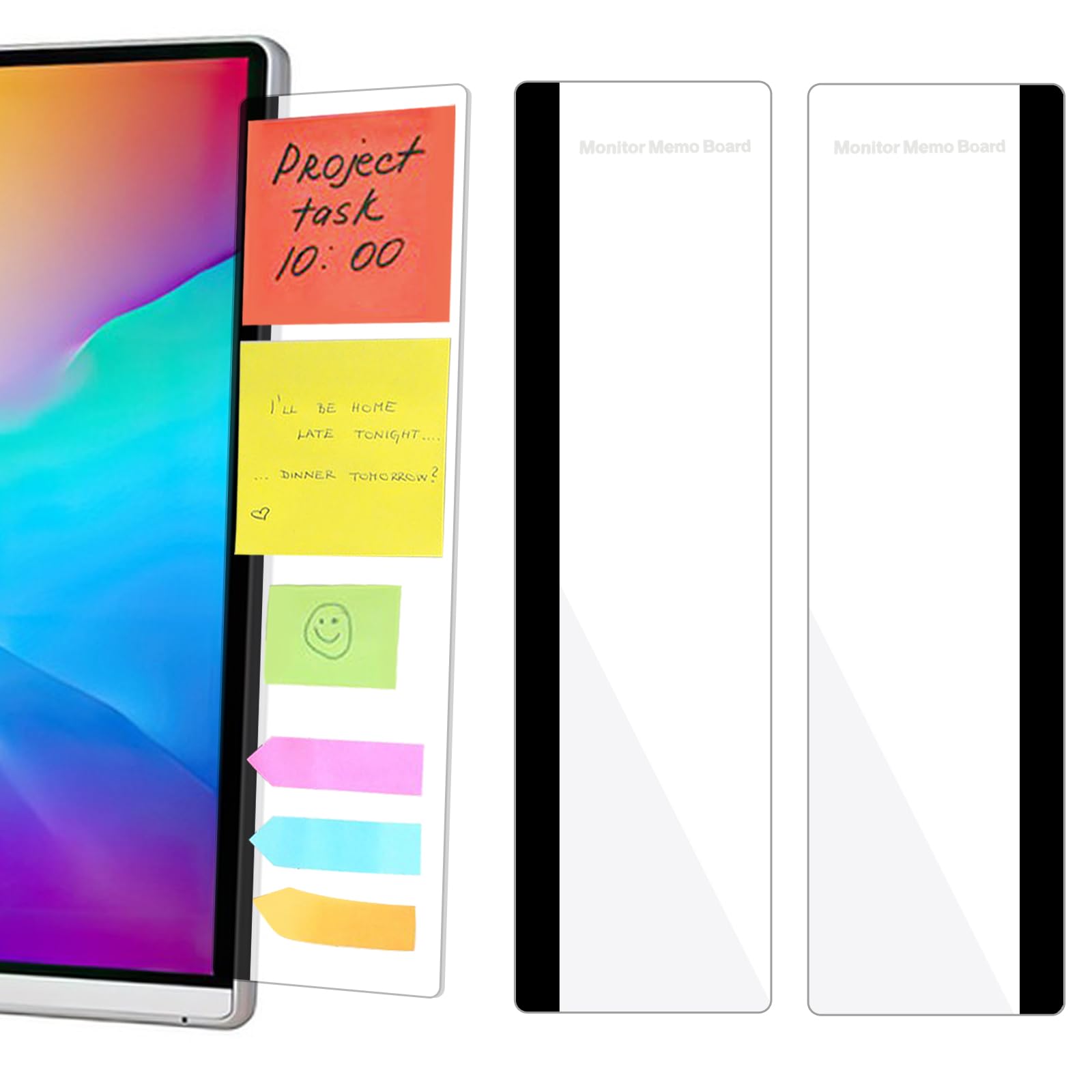 Photo 1 of 2 Pack Computer Monitor Memo Board, Acrylic Computer Monitor Sticky Note Holder, Transparent Side Panel Office Desk Organizer,Home Office Desk Accessories, Office Supplies for Women Men Computer ?