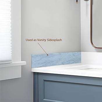 EQLOO 21 Inch Natural Marble Side Splash for Bathroom Vanity