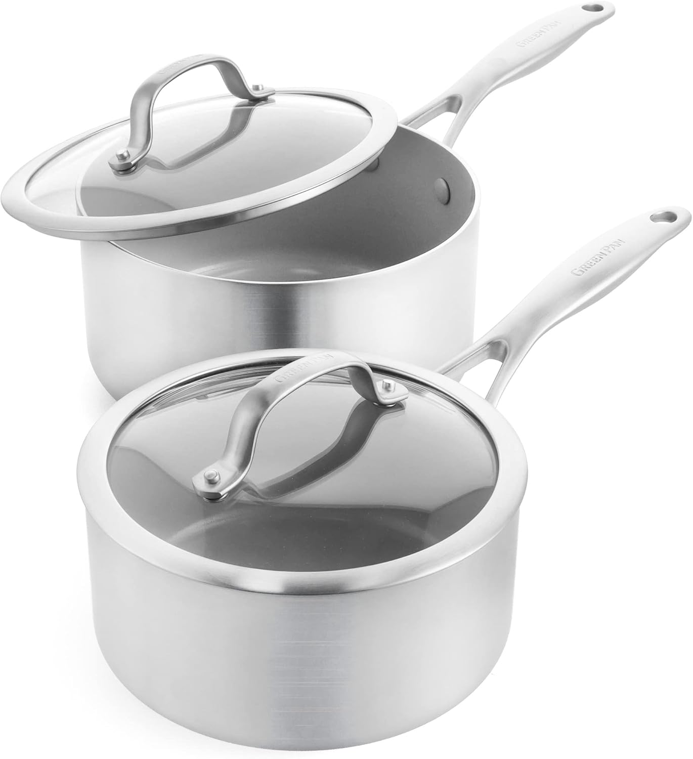 GreenPan Venice Pro TriPly Stainless Steel Healthy Ceramic Nonstick, 2QT & 3QT