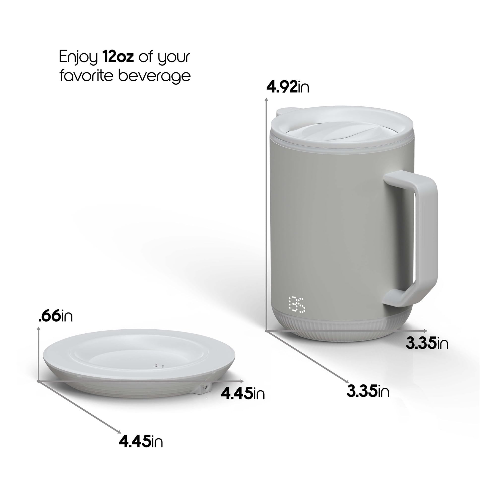 Tasses Dessous de Verre Intelligent avec capteur de gravité for Chauffe-Tasse à café - Tasse à café Auto-chauffante en Acier Inoxydable de 12 oz avec Couvercle Tasse à café(Noir)