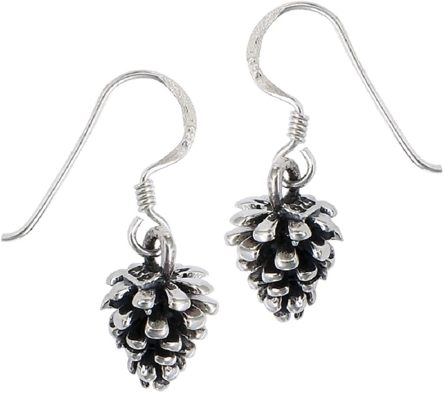 .925 Sterling Silver Nature Lover's Pine Cone Dangle Earrings