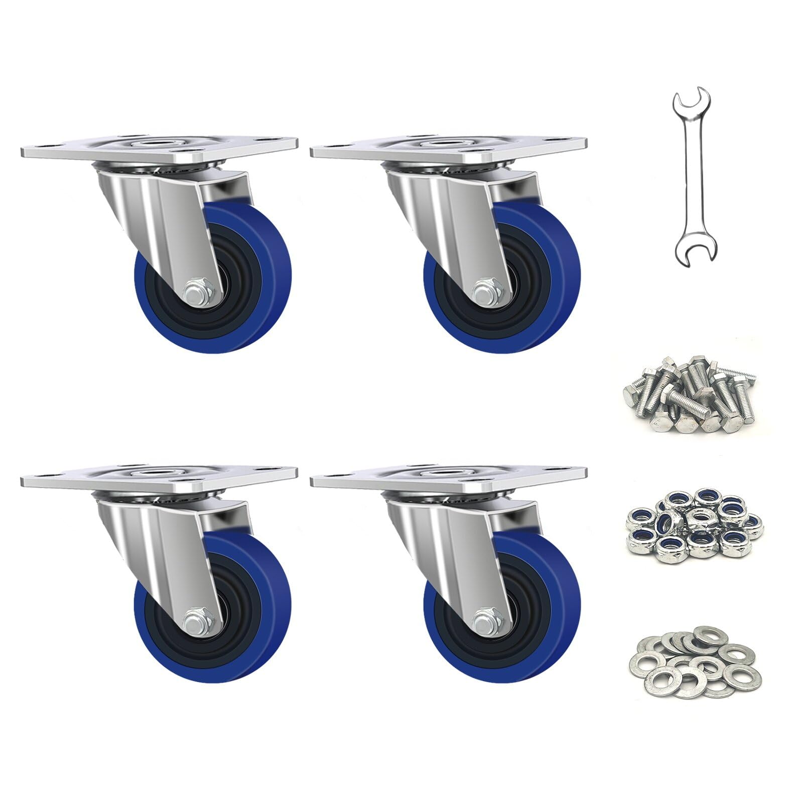 Nfbcxutkw 4 X Swivel 3 Inch Caster Wheels, Casters Set Of 4 Heavy Duty But Silent, 4-Pack Plate Industrial Castor Wheels, Swivel Wheels For Furniture, Workbench And Cart Wheels (3 Inch, )