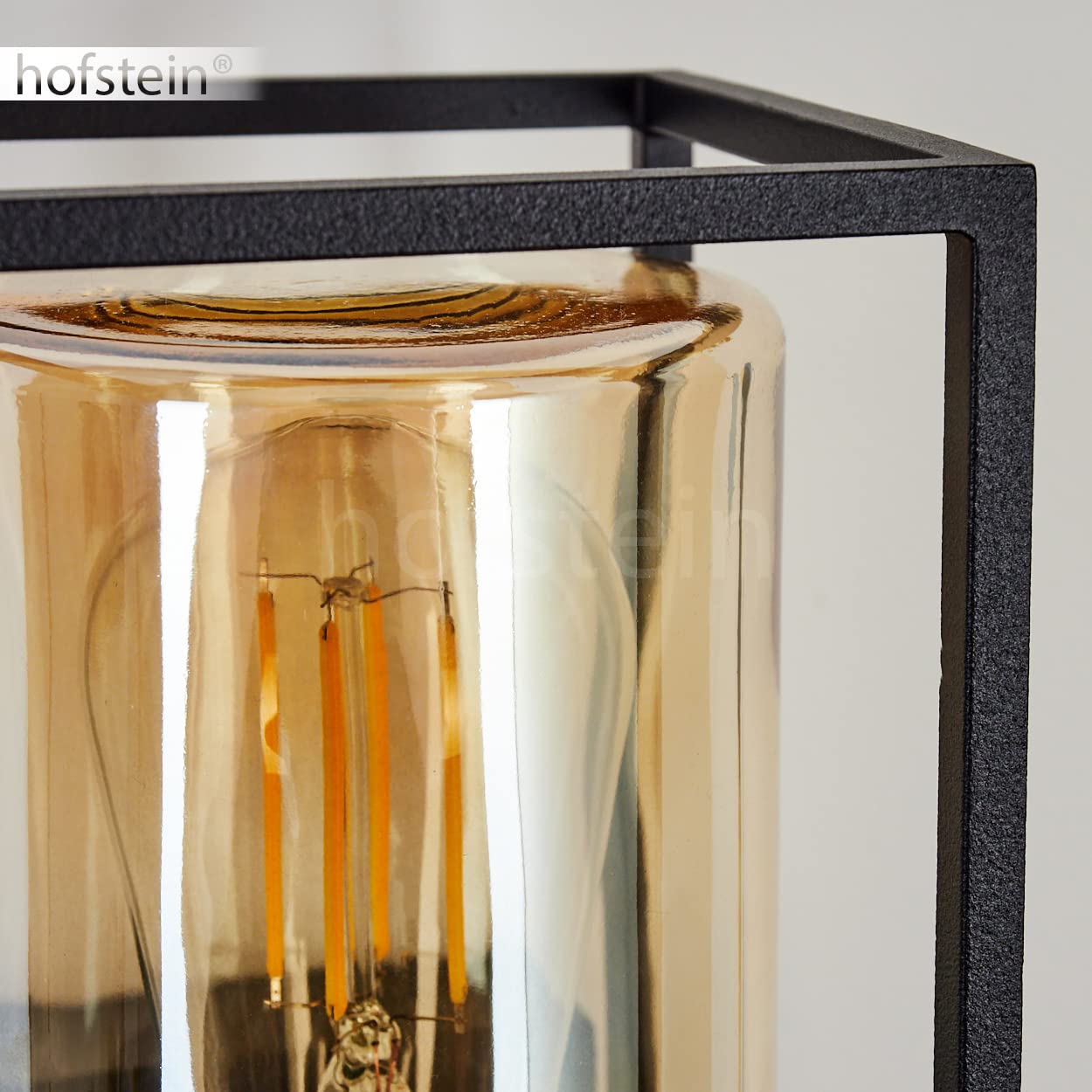 Palanga Outdoor Wall Lamp, Metal Wall Lamp in Black and 2 Glasses (Amber/Clear, 22 cm), 1 Lamp, Outdoor Light in Industrial Style with Light Effect on