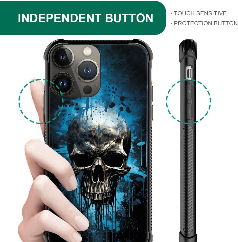 CARLOCA Compatible with iPhone 14 Case,Skull Blue Smoke Pattern Ultra Protection Shockproof Soft Silicone TPU Non-Slip Back for iPhone 14 - Image 4