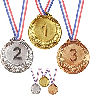 Winner Medals, 6 Pcs Olympic Style Winner Medals, Gold Medals Silver Medals and Bronze Medals with Ribbon Necklace for Par...