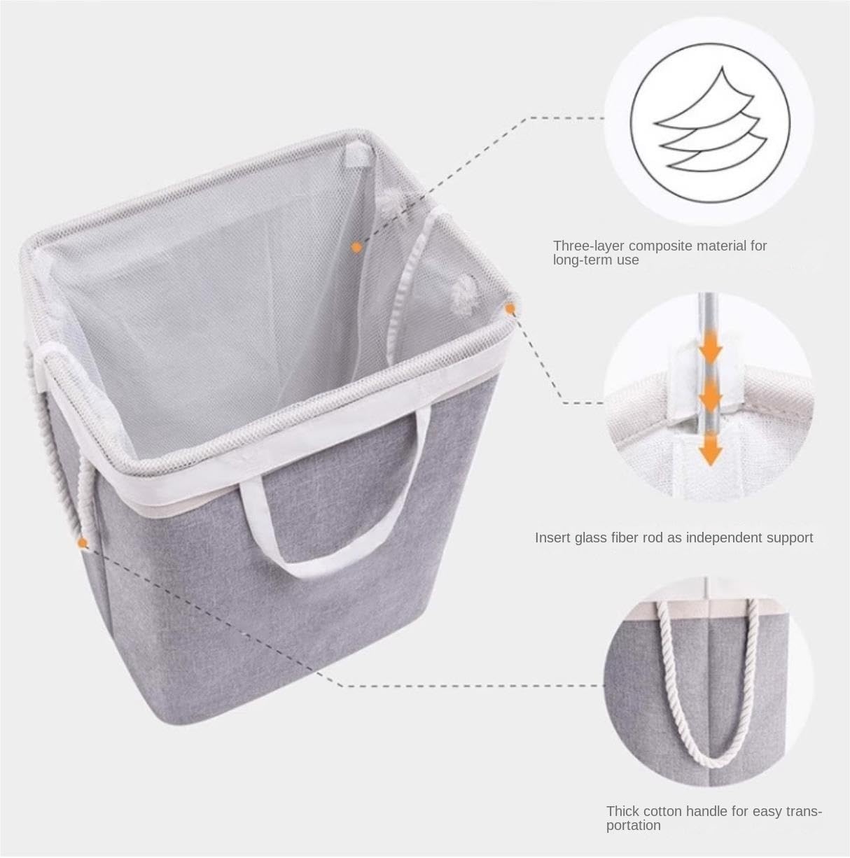 Cesta Ropa Sucia Cesto Ropa Sucia Cesto Para La Colada Plegable Con Asas Y Bolsas De Malla, Cesta Alta Para La Colada Para Dormitorio Y Baño Familiar Cubo Ropa Sucia Cesta de Ropa Sucia ( Color : Brui