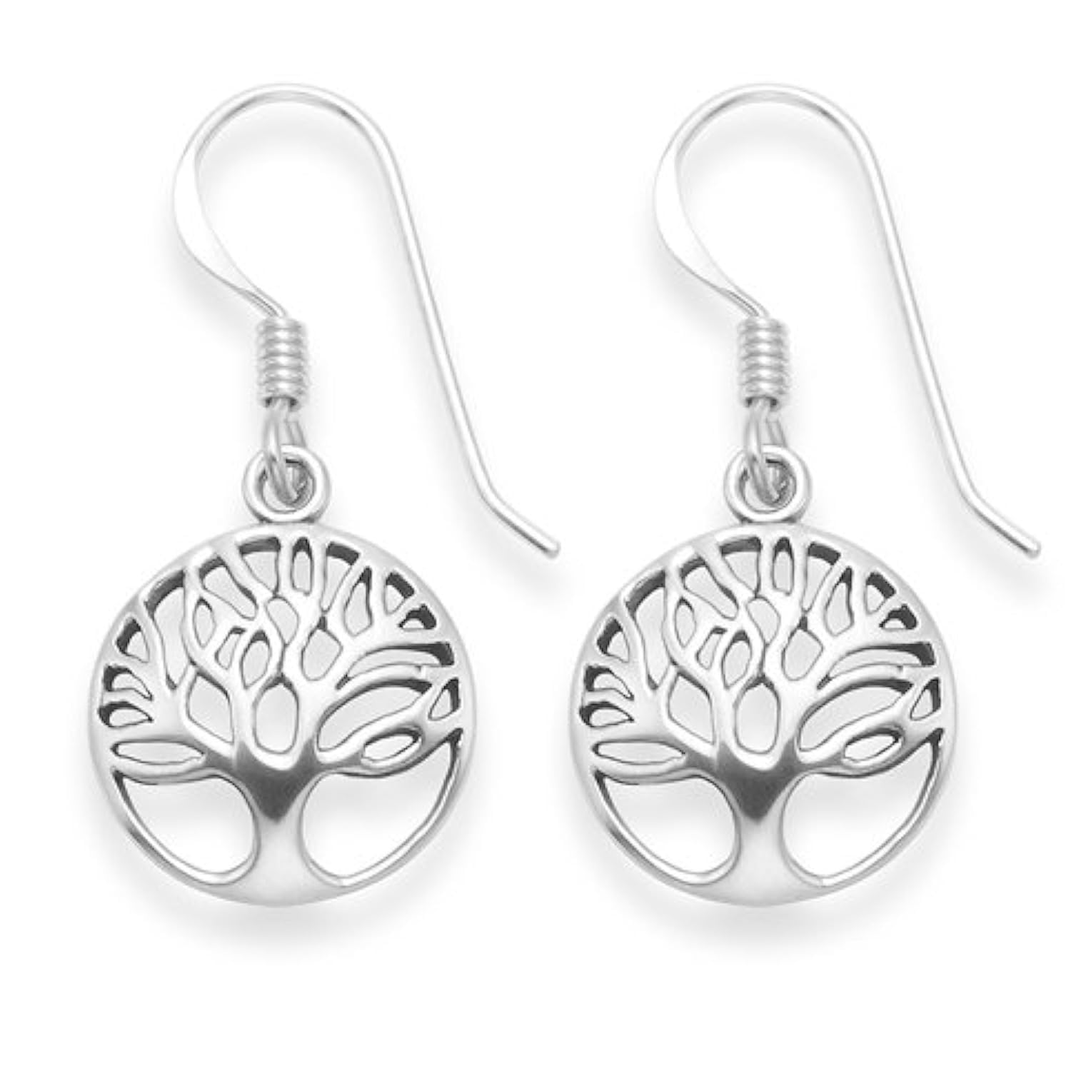 Heather Needham Sterling Silver Yggdrasil Life Tree drop earrings - Size: 13mm. Branded Gift Box - Antiqued finish (oxidized). 6097