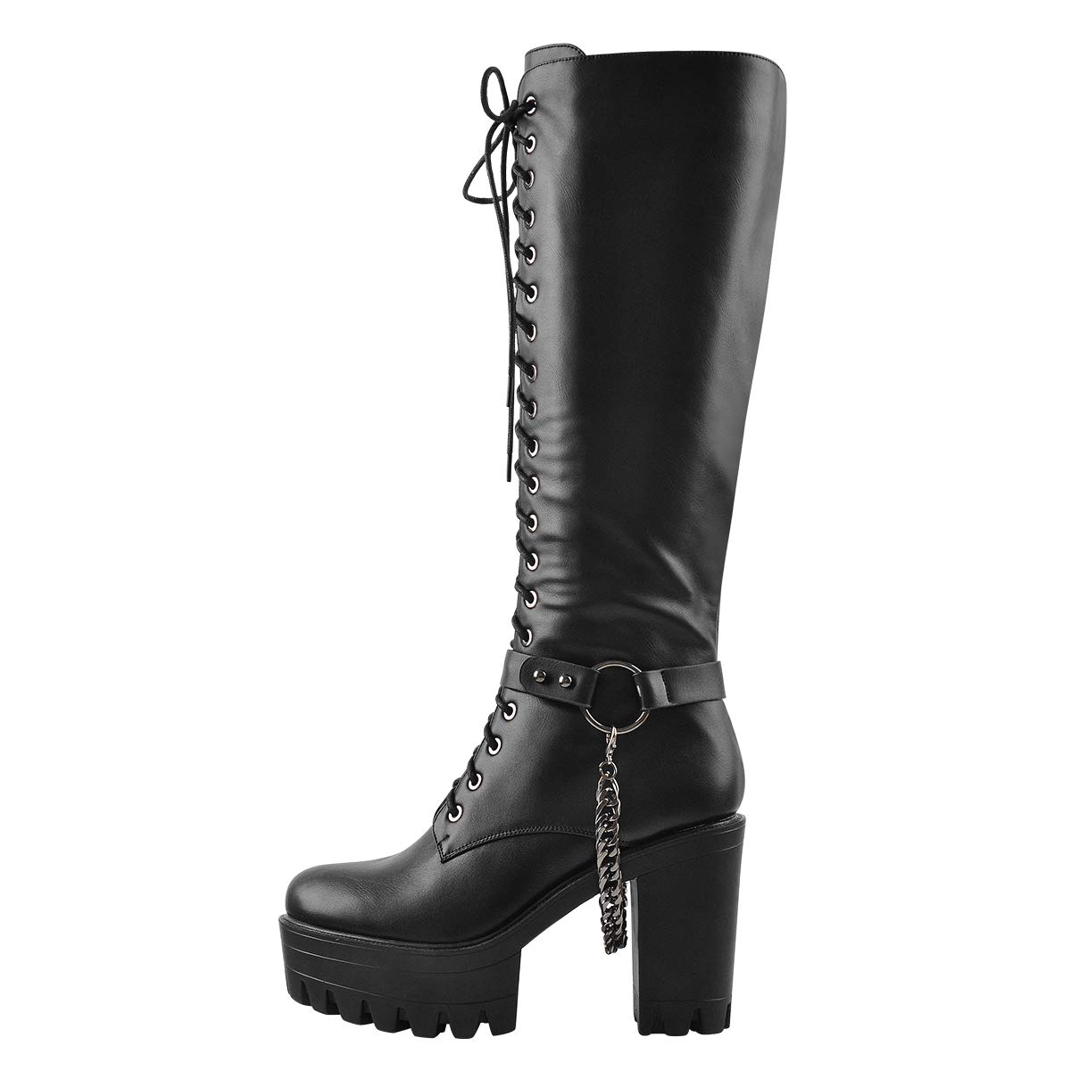 Only maker Damen Langschaft Stiefel Plateau Schuhe Cool Schwarz