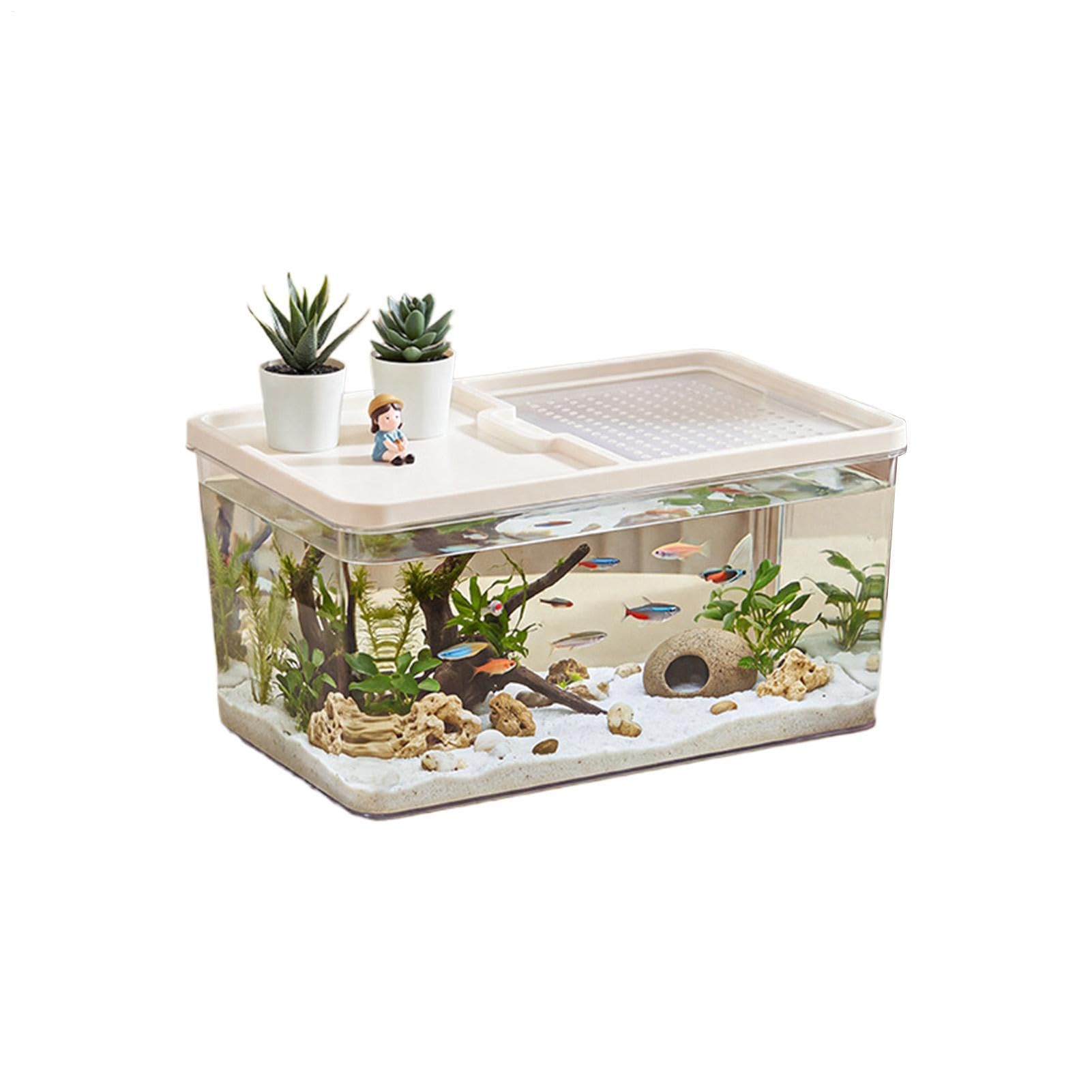 Terrarium Żółwi Z Rampą Przezroczysty Wybieg Do Wygrzewania Małych Zwierząt | Dom Akwarium Dla Gadów I Żółwi Dla Węża Gekona Lamparciego Żaby Kraba Krewetki Do Domu Biura Wewnątrz I