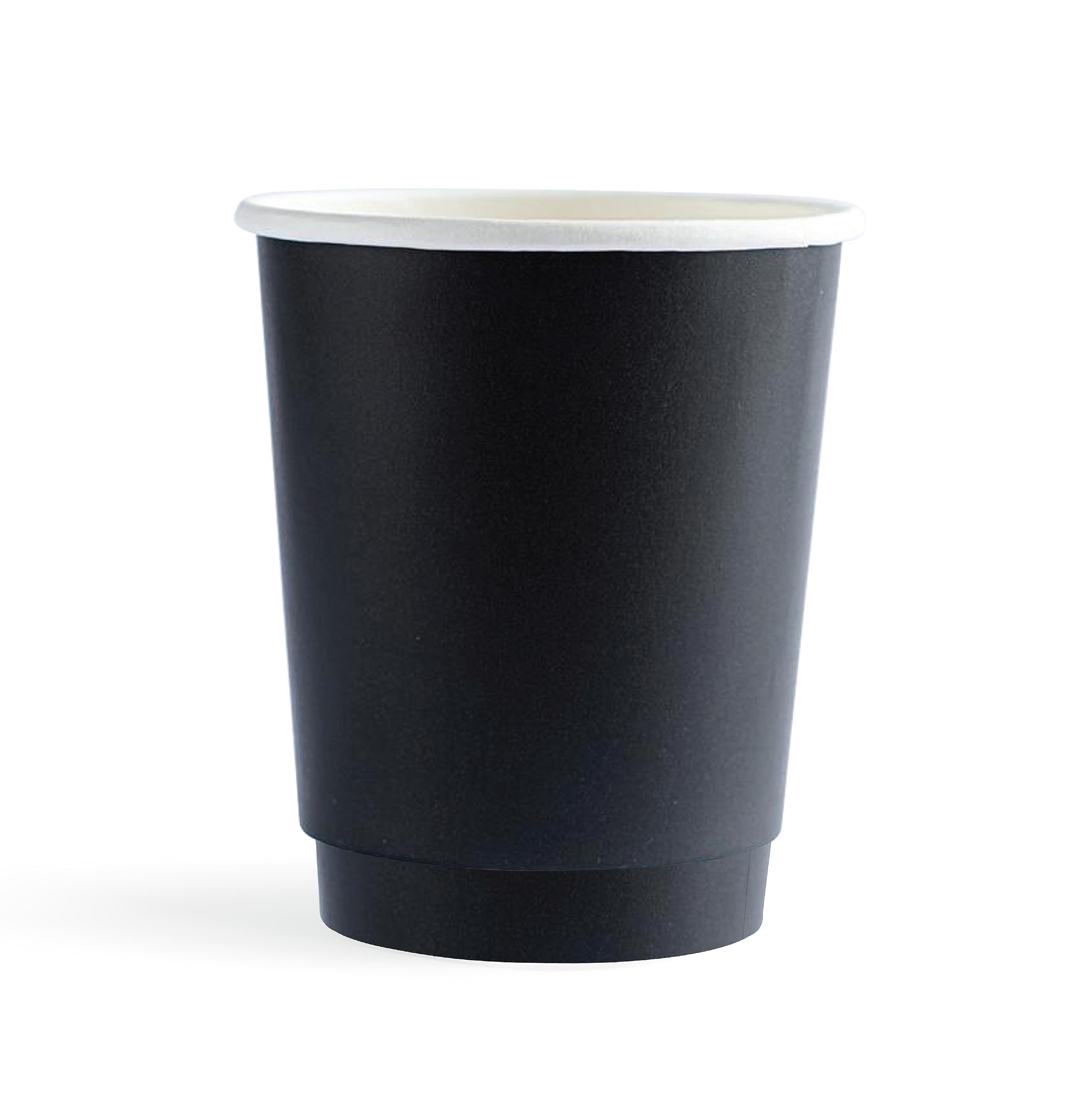 Bony Packaging Heavy Duty Double Wall Paper Cups 50-Pack, 8 oz Capacity, Black