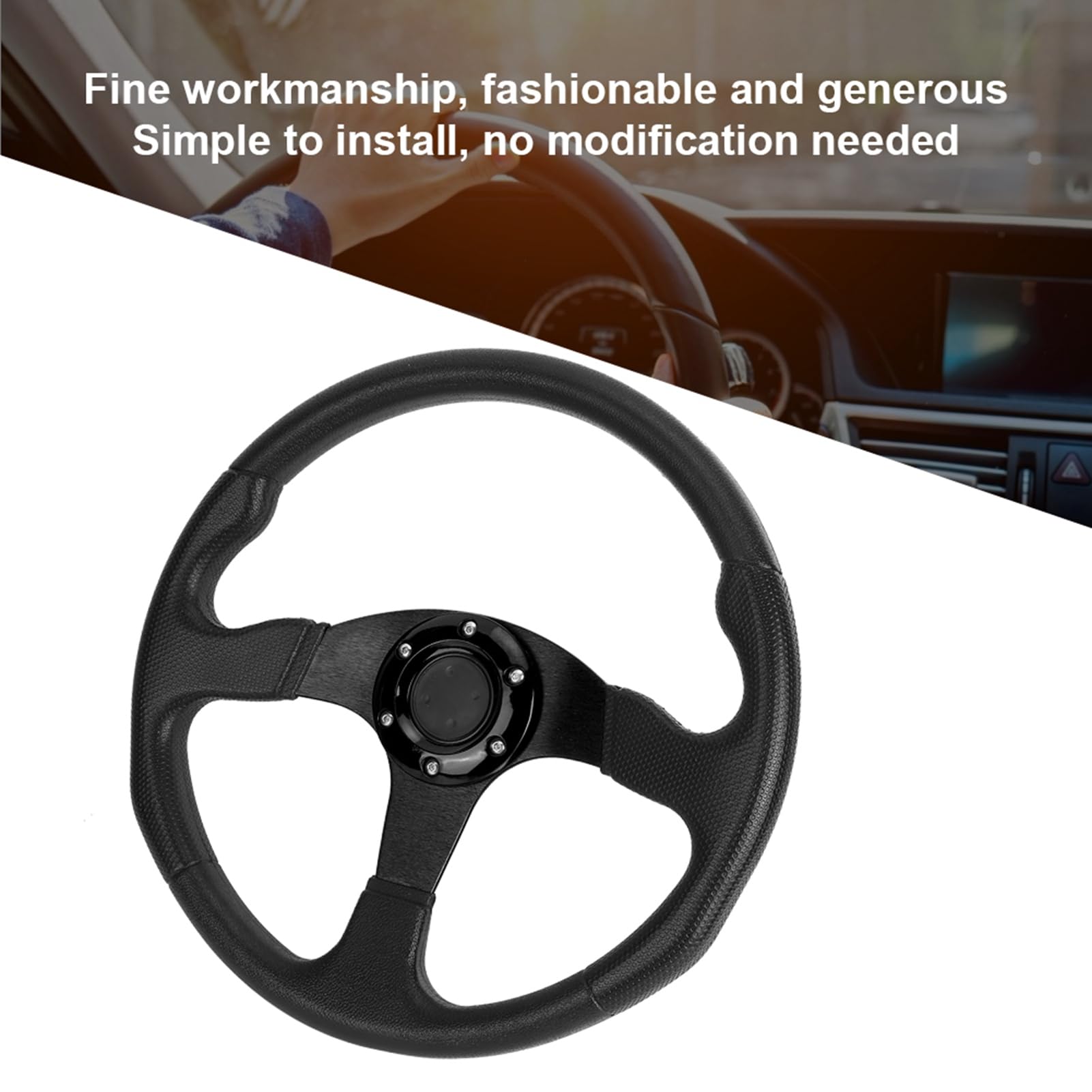 Volante de coche de carreras,volante deportivo,plato profundo,6 pernos,accesorio universal modificado,350 mm/14 pulgadas(Negro),Modificación del automóvil/modernización