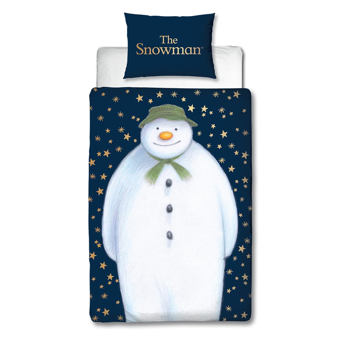 Character World The Snowman Official Single Childs Duvet Cover Set | Midnight Design Reversible 2 Sided Bedding Including Matching Pillow Case Christmas Single Bed Set | Polycotton