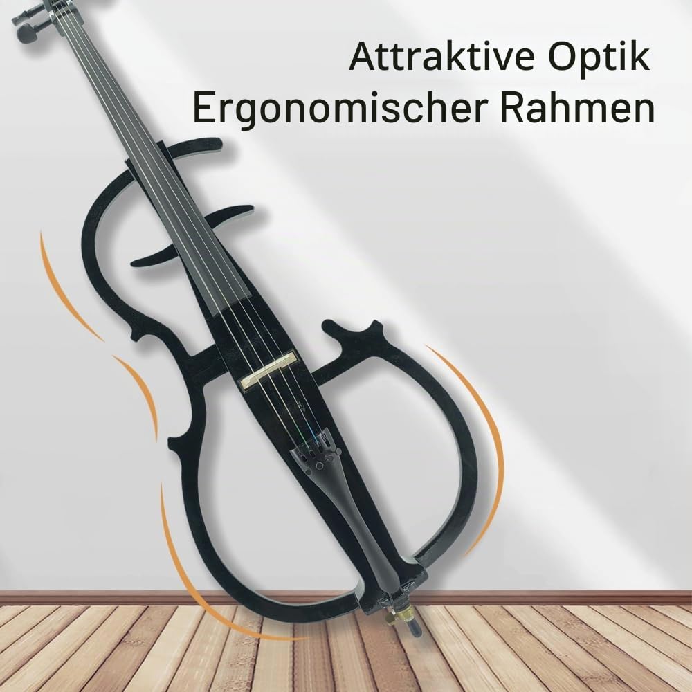 Elektrisches Cello-Set für Anfänger (inklusive leichter Cellophan-Tasche, Stereo-Kopfhörer, Premium-Cellobogen, Brücke, Kolophonium) für erwachsene Schüler (03)