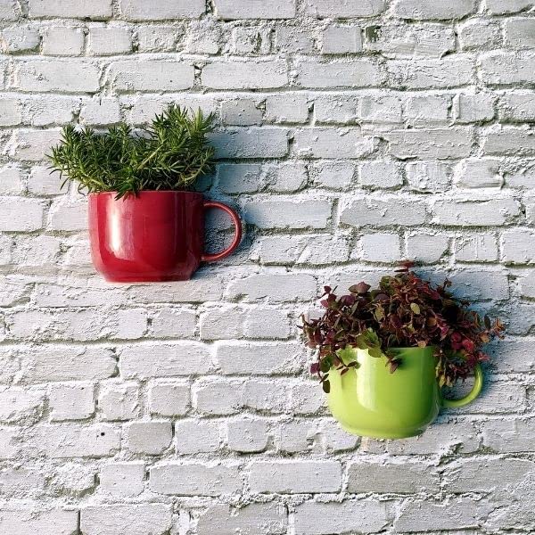 The Vintage Artefactsb Ceramic Half Cup Planter Set of Two. Green and Red. (B0C5RYKX1C) Amazon Price History, Amazon Price Tracker