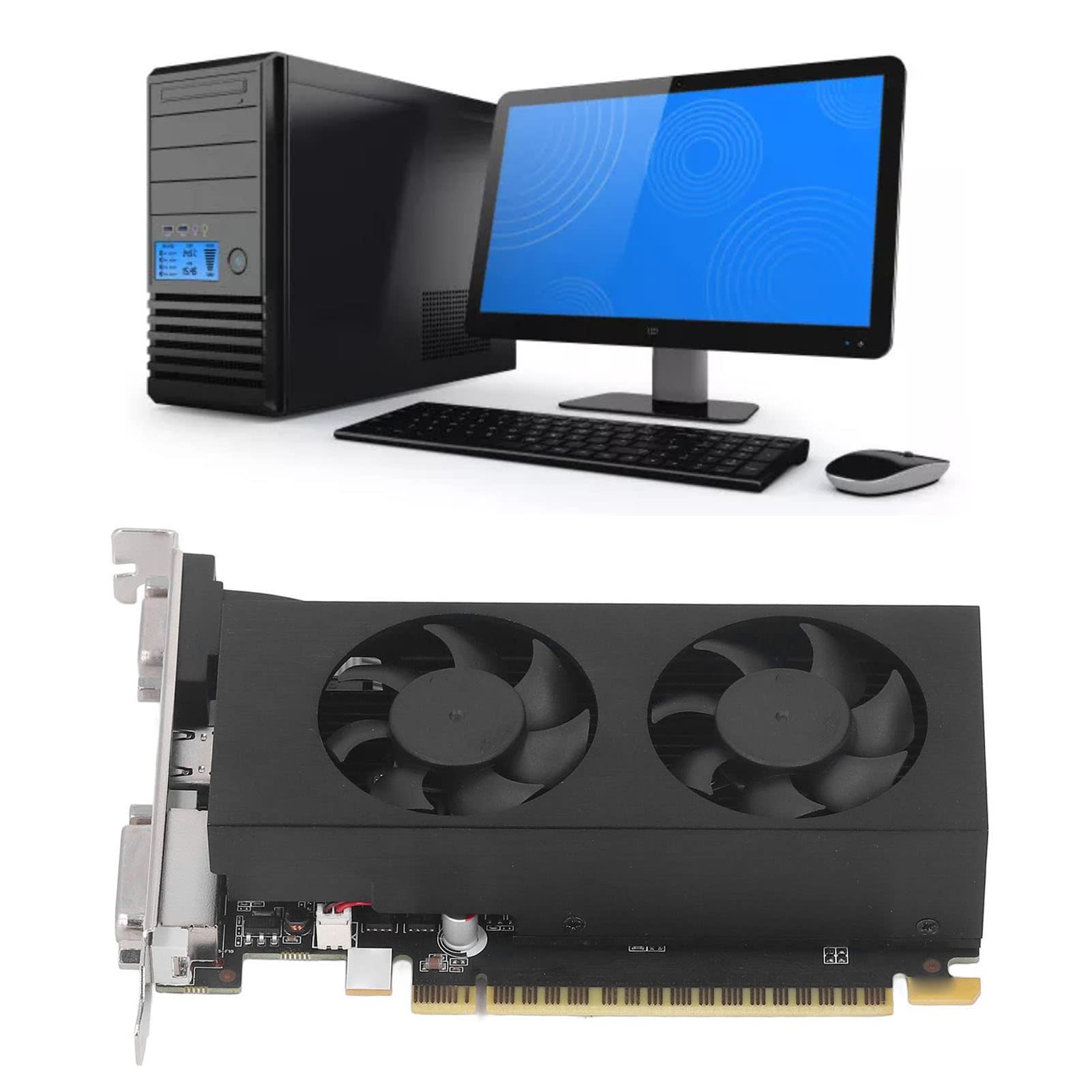 Karta Graficzna GTX750 4 GB DDR5 z 2 Wentylatorami Chłodzącymi, 128 Bitów, Obsługuje Interfejs Multimedialny VGA DVI HD, na PC, dla10, 8, 7, rozdzielczość 2560x1600 (750 4G D5)