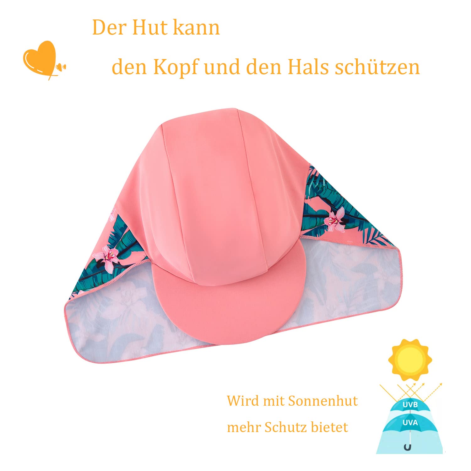 UMELOK Baby Badebekleidung Mädchen Badeanzug mit Sonnenhut UV Schutz