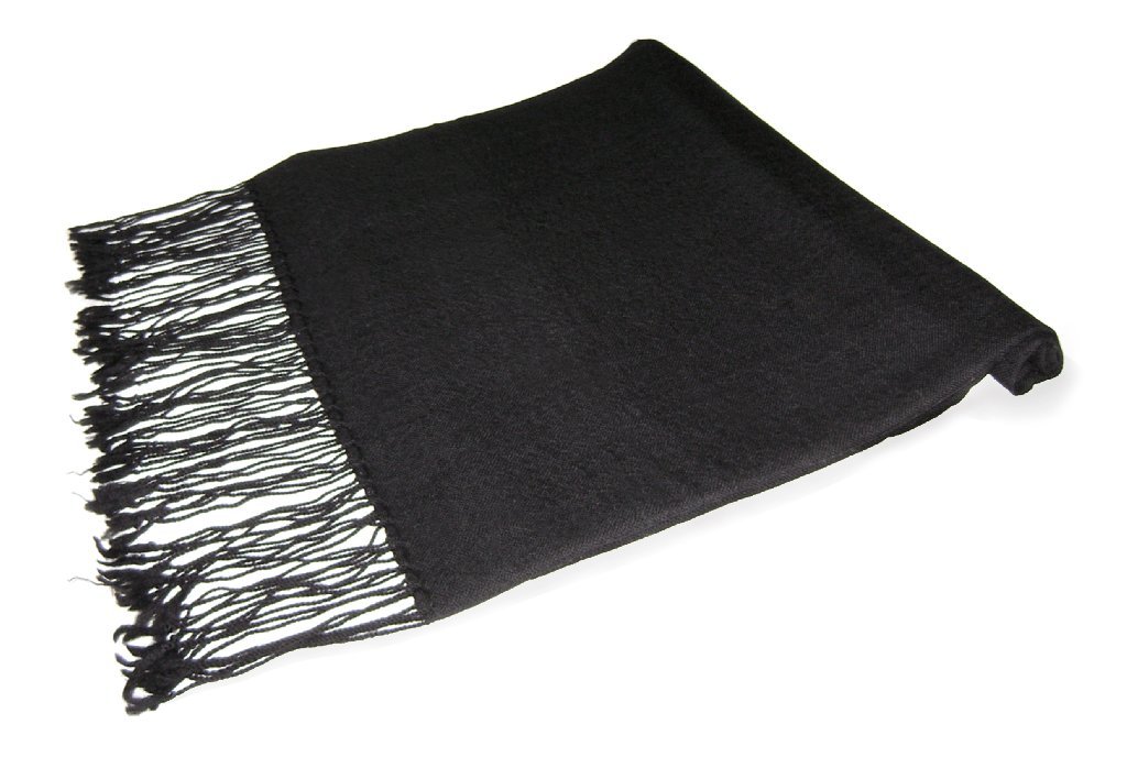 Biagio100% Wool Pashmina Solid Scarf BLACK Color Womens Shawl Wrap Scarves