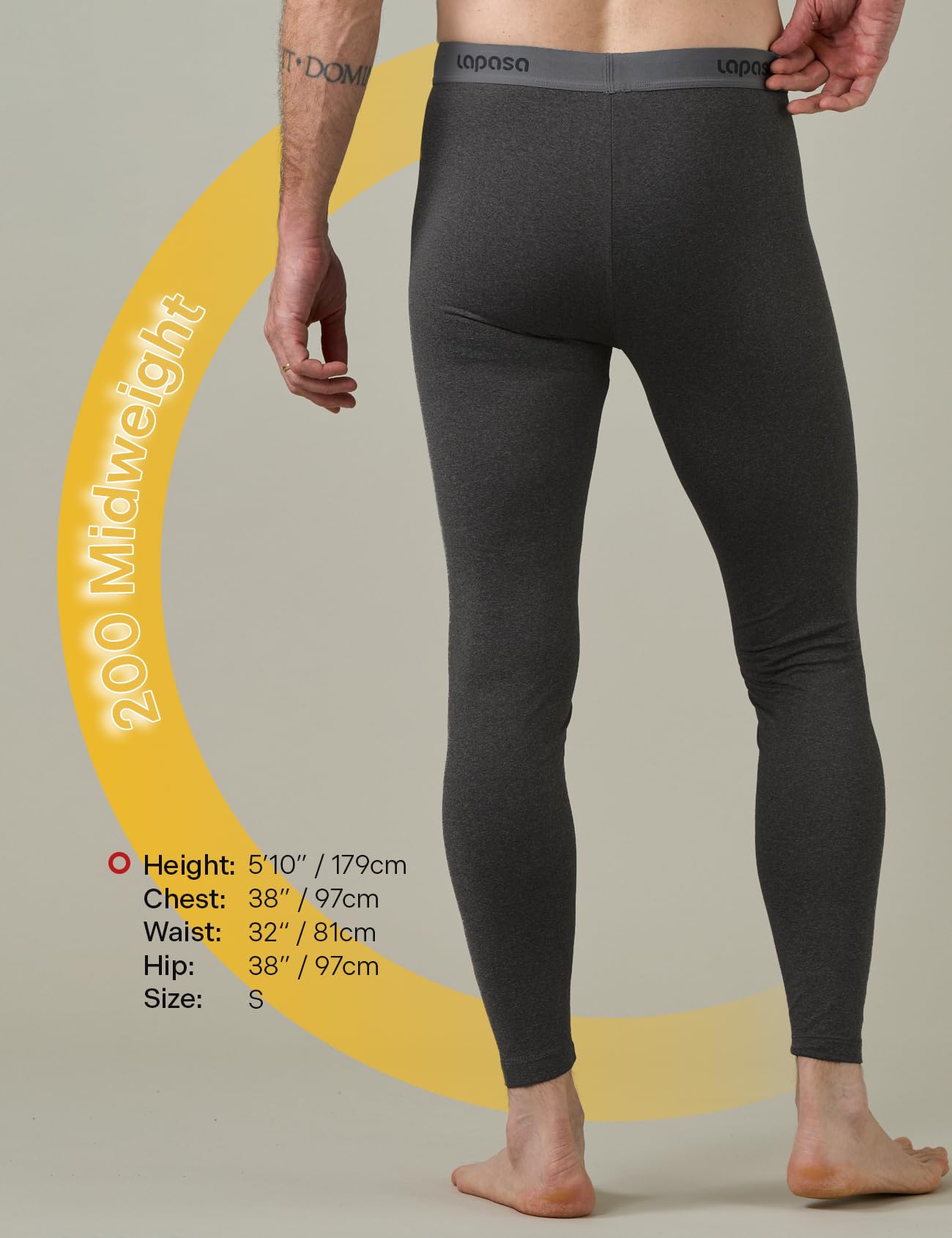 LAPASA Pacco da 2 o 1 Calzamaglie Termica Uomo Fodera in Pile Medio/Pesante Pantaloni Termici Sportivi Strato Base Biancheria Intima Leggings Caldi M10/M25/M56
