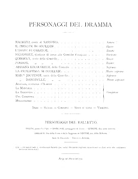 オペラ「アドリアーナ・ルクブルール」　Vocal score Amazon | Adriana Lecouvreur - Vocal Score | Francesco Cilea