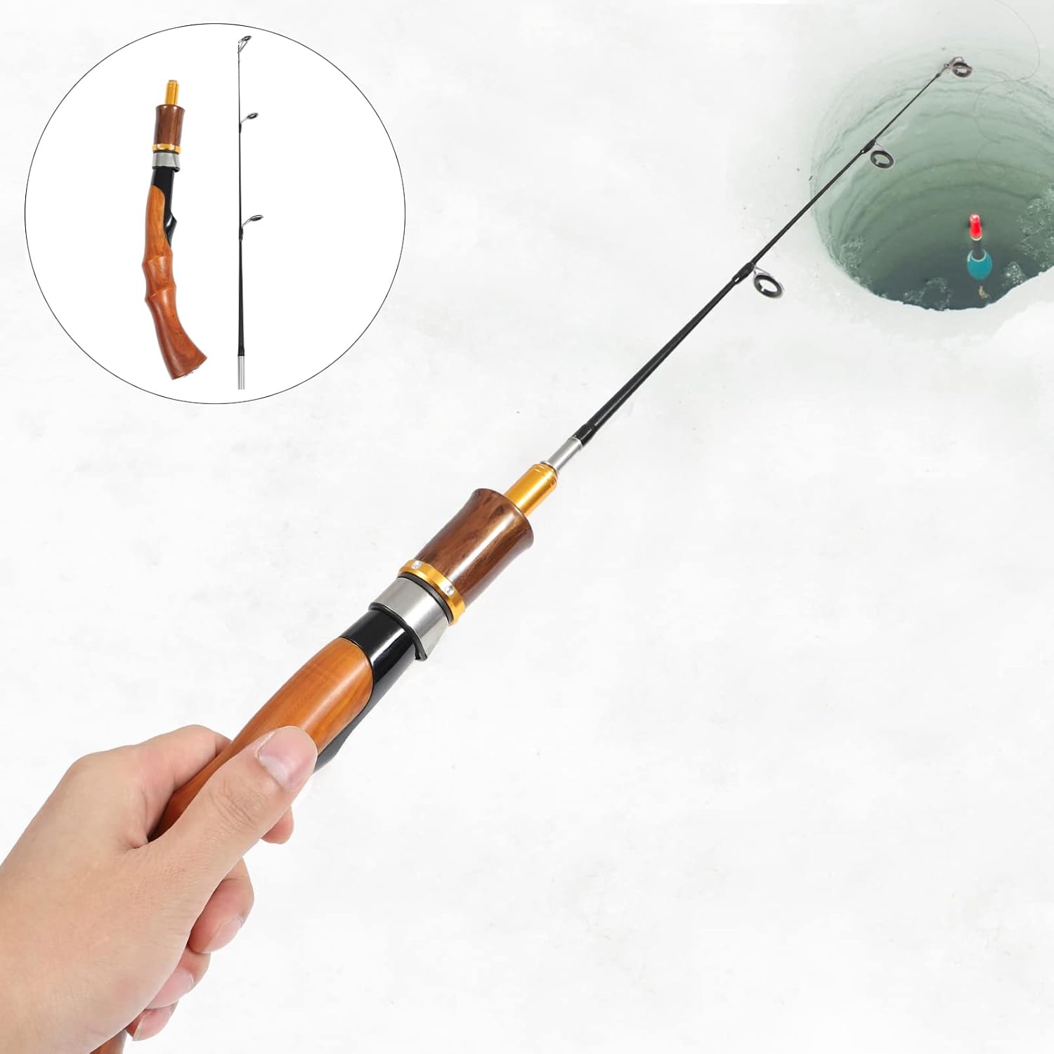 Milisten Ice Fishing Gear Rod Fpr Material Wear-Resistant Skid Ergonomic Easy to Use Great for Group Outings