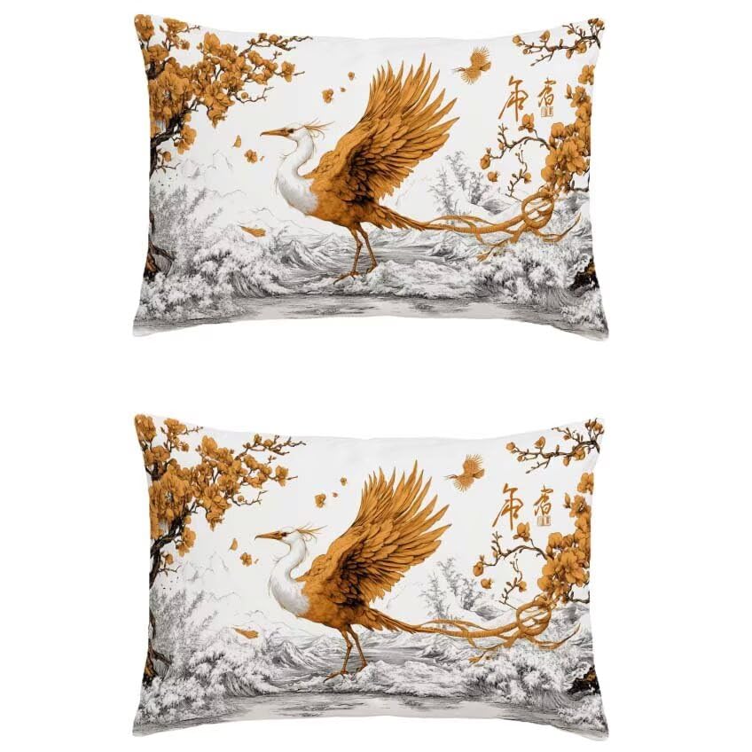 Taie oreiller double sided printing lin orange 50x60 de qualite superieure pour jardin
