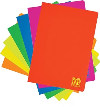 Blasetti One Color Fluo - A4 Notebook Maxi Notebooks with Jolly Page Pack of 10 Paper 80g Plain Cover - Line Style 0A Lines with Margin for 3rd Grade
