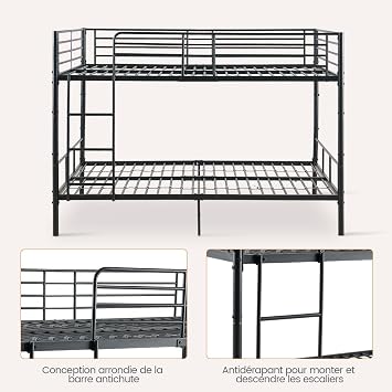 DORAFAIR Metal Bunk Bed 140x200 with Storage Space, Sturdy and Stable