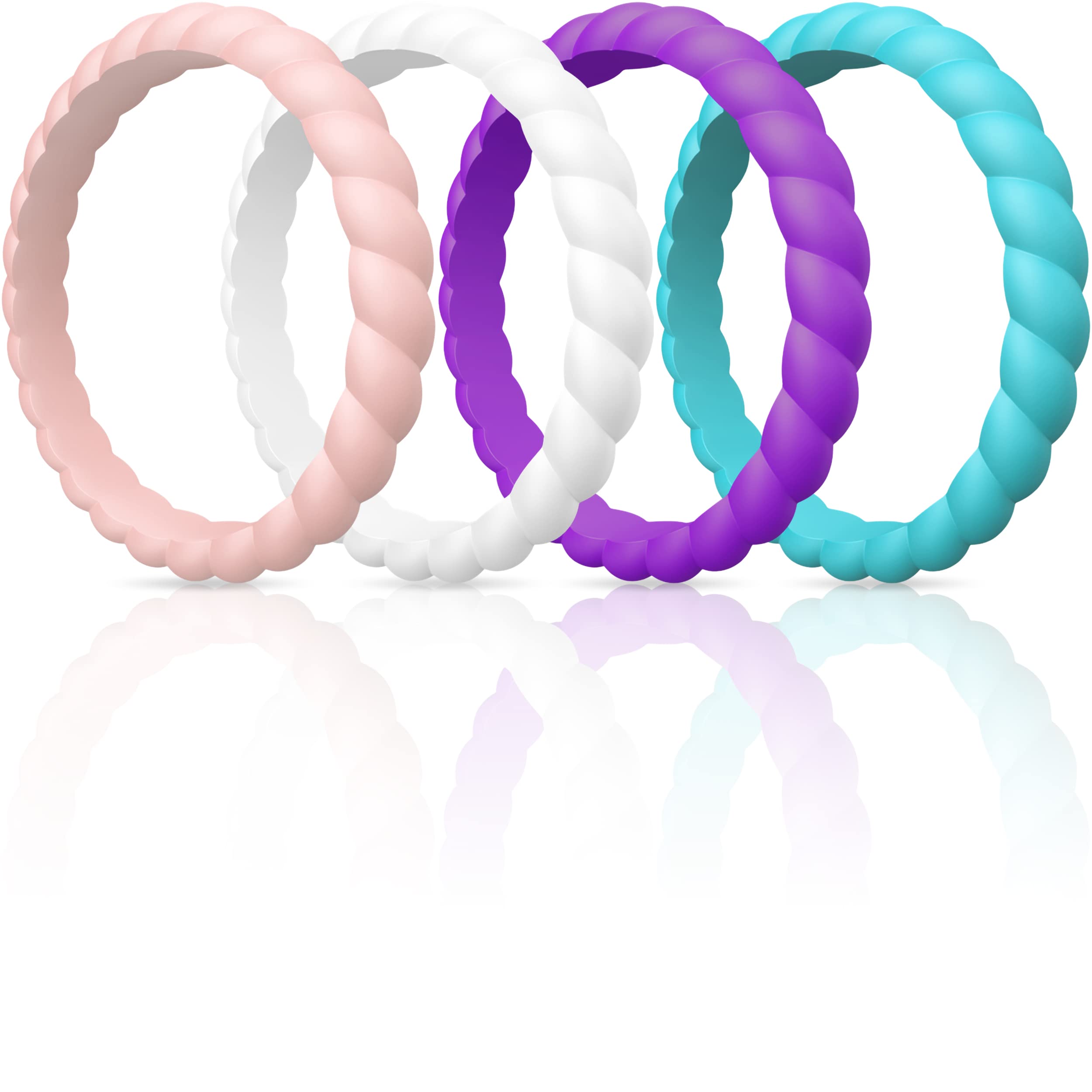 ThunderFitThin Braided Silicone Wedding Bands for Women