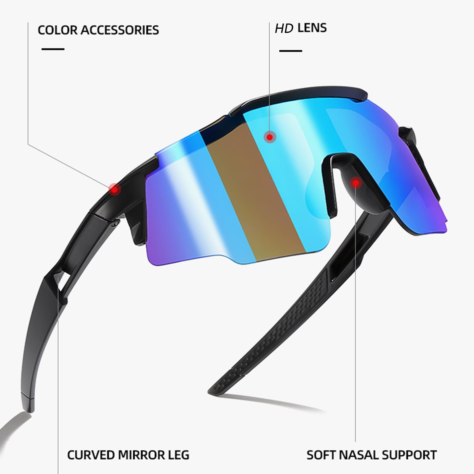 Polarisiert Sonnenbrille Kinder Fahrradbrille - Sportbrille UV400 Schutz Jugendliche Verspiegelt Sonnenbrillen für Jungen Mädchen