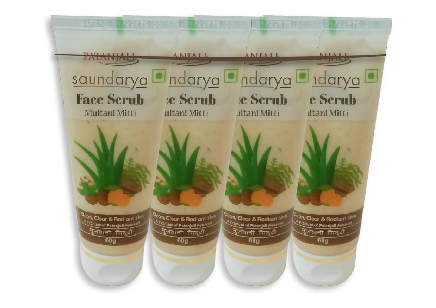 PatanjalIi Saundarya Multani Mitti Face Scrub (60g) - Pack of 4