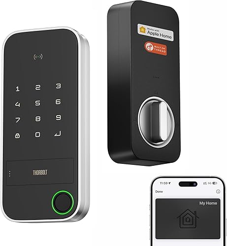 X1 Apple Home - Llave para desbloquear, cerradura inteligente de puerta de entrada sin llave con huella digital, cerradura de cerrojo táctil con