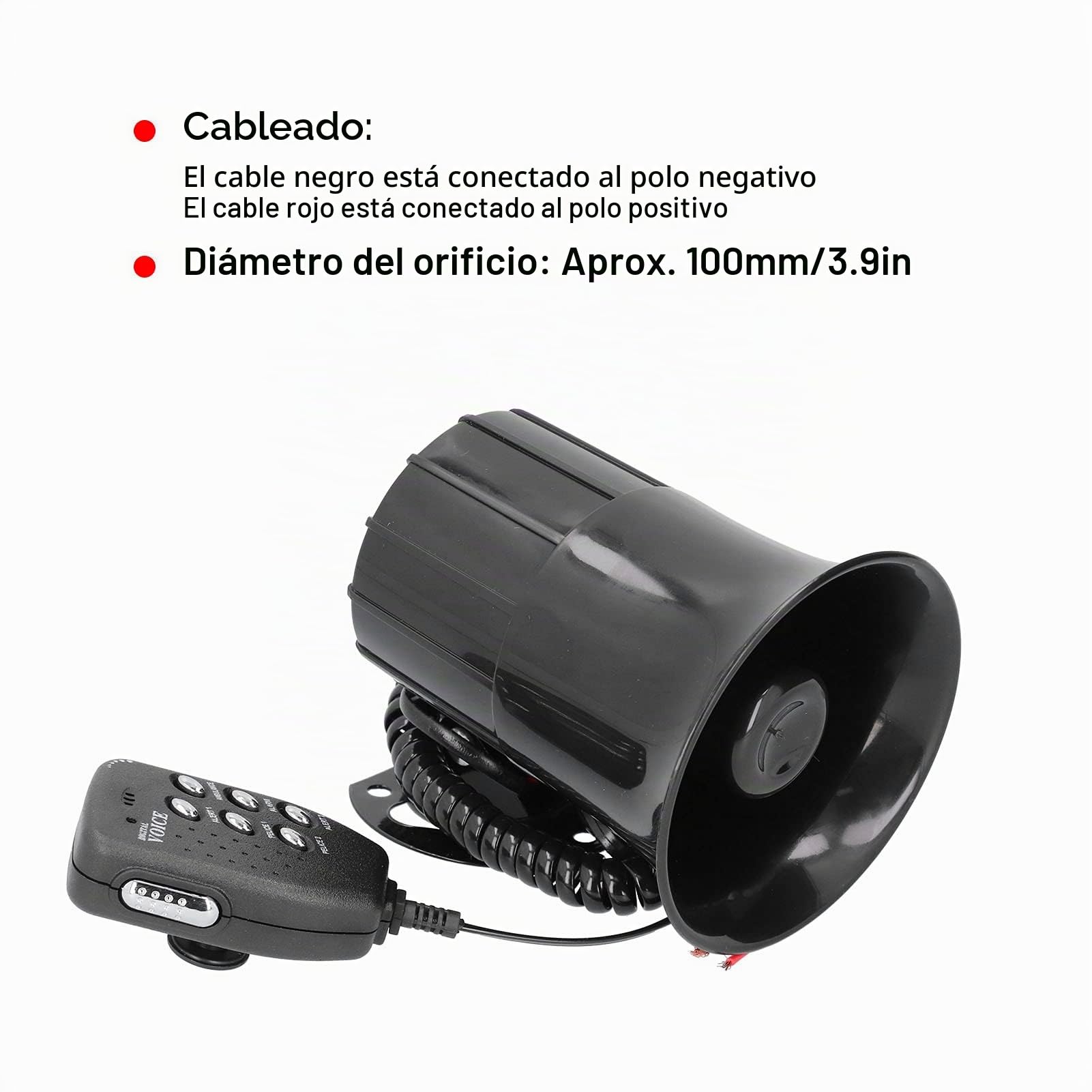 6 sonidos fuerte alarma de advertencia de coche policía sirena de incendios bocina altavoz amplificador de sonido de emergencia 50 W 120dB Universal para 12 V coche extinción de incendios