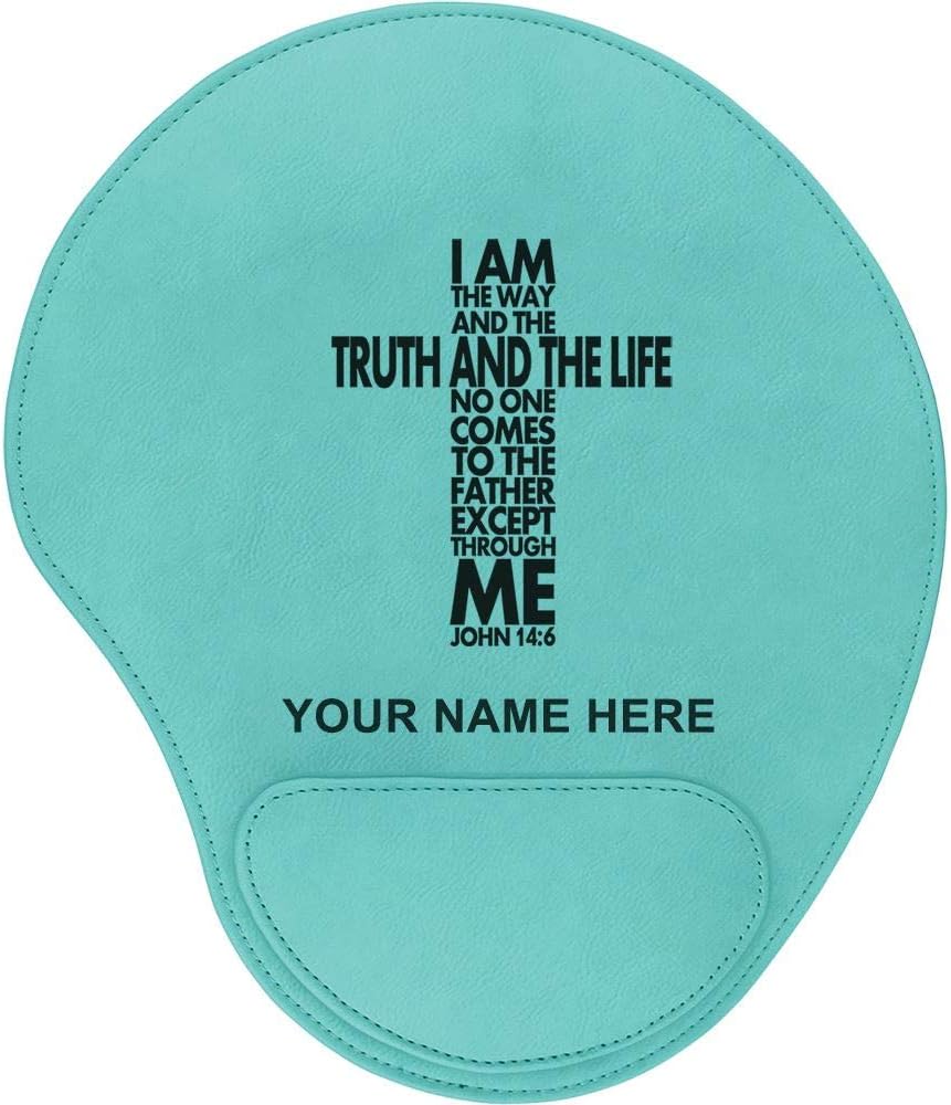 LaserGram Mouse Pad, Bible Verse John 14-6, Personalized Engraving Included (Teal)