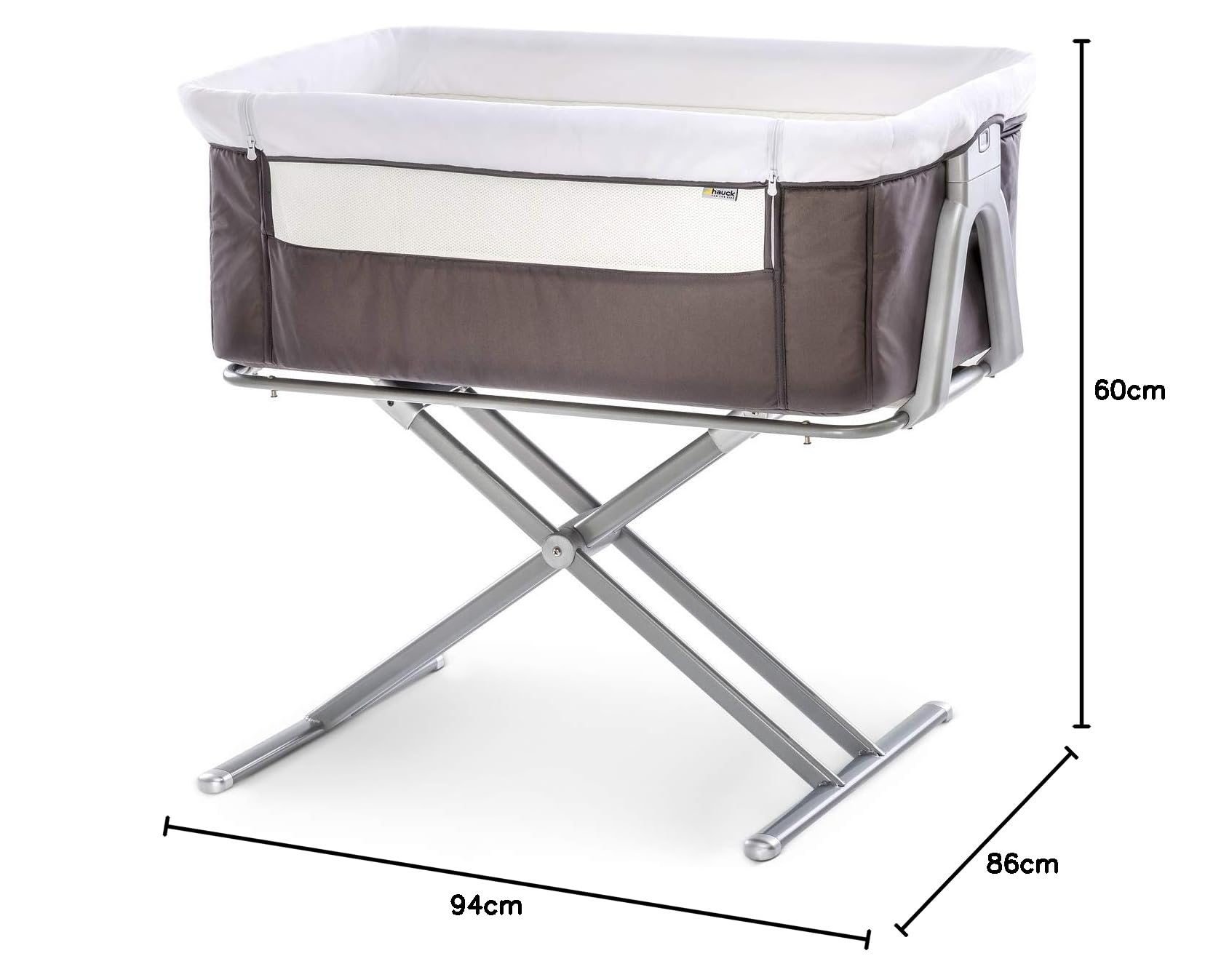 Hauck Face To Me Mini Co-Sleeping Cot For Babies From Birth To 9 Kg, With Mattress, Foldable Side, Height Adjustable, Suitable For High And Low Beds, Foldable, Grey: Buy Online at Best