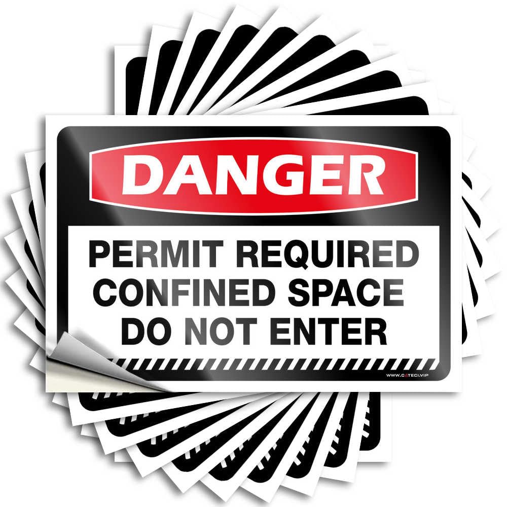 Home Decor for Men Bottle Decals - Danger Permit Required Confined Space Do Not Enter Motivational Durable Sticker Easy Apply for Summer Decor(12X18CM)