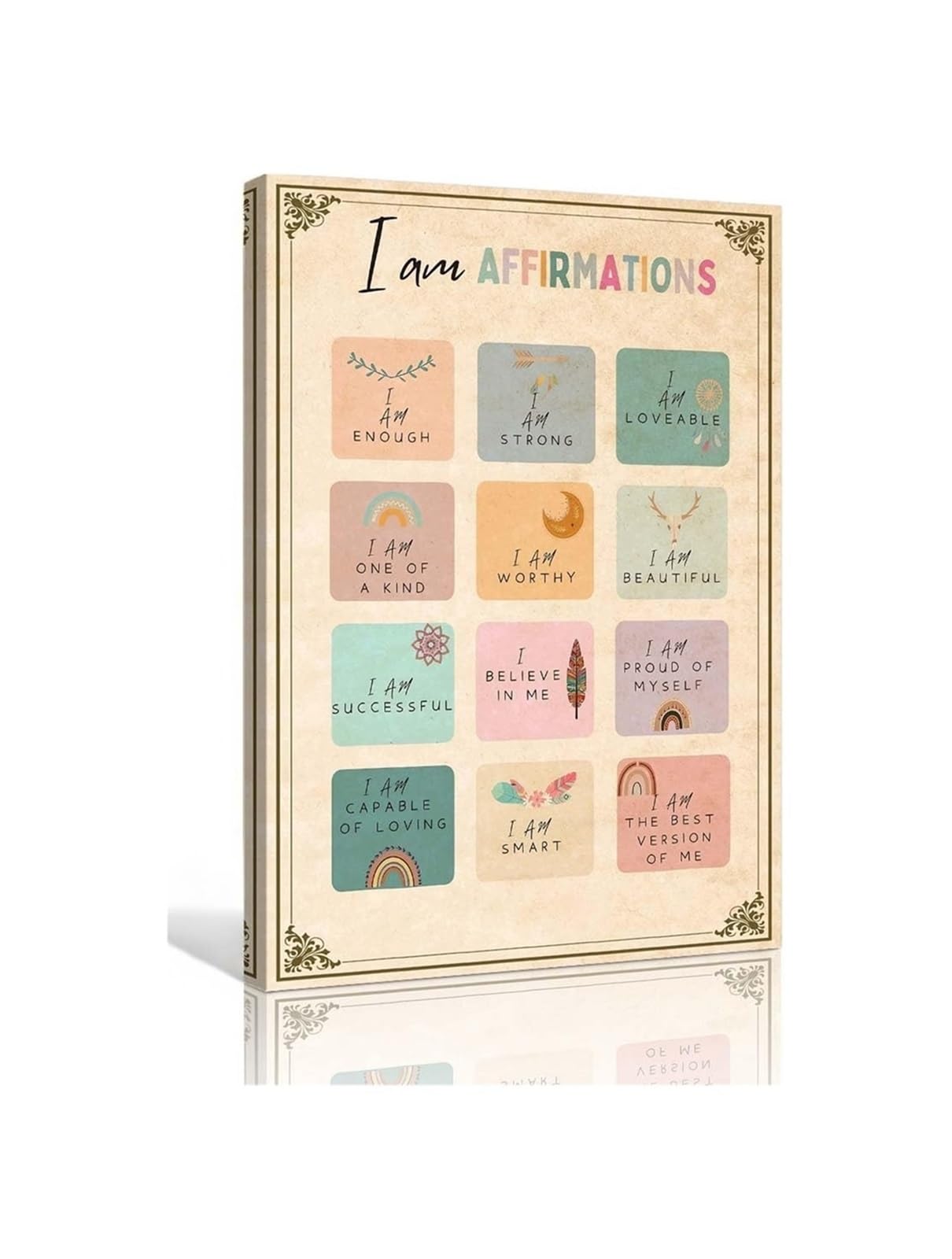 REIUAFWYGV I Am Affirmations Self Talk Mental Health Poster for Office School Counseling Calm Corner Wall Decor
