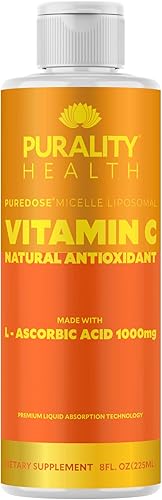 Purality Health Suplemento líquido de vitamina C 1000 mg por porción absorción mejorada liposomal micelle sin OMG sin gluten vegano suministro de 15