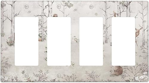 Miniatura 98 de Cubiertas de Interruptor de Luz de 1 Pandilla Bosques Animales Flores Hierba Árboles Placa de Pared Decorativa Interruptor Eléctrico para Decoración