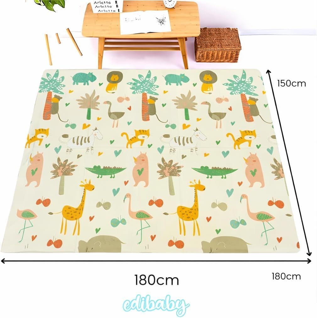 Edibaby, Tappeto Gioco Bambini, 180 x 150 cm, Spessore 1 cm,Tappeti Neonato in XPE Imbottito, Reversibile e Pieghevole, Attività per Cameretta
