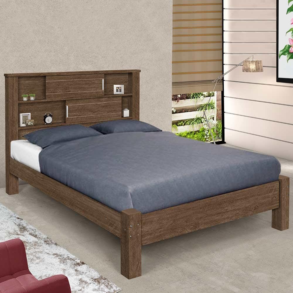Cama Casal Cabeceira com Nichos e Portas Veneza Carmolar Mocaccino