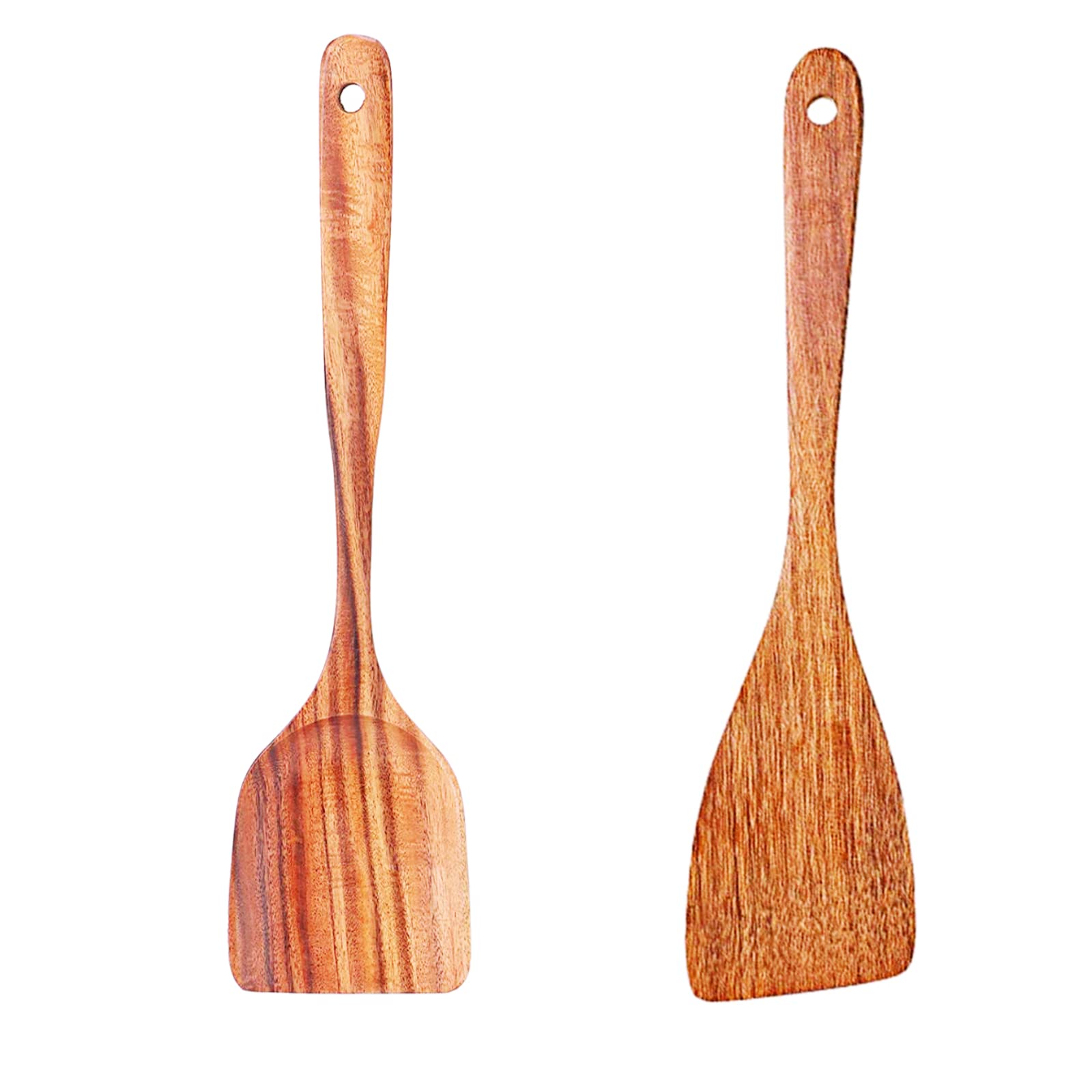 Armrouns Wooden Spatula Turner For Cooking 2-Pack set, Natural Wooden Cooking Utensils Kitchen Spatulas (15.6