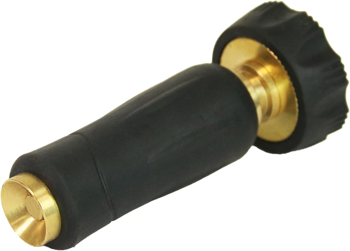 6-9472: High Pressure 3.5-inch Brass Twist Hose Nozzle, Heavy-Duty Adjustable Garden Hose Nozzle, Gardening, Watering and Irrigation, Outdoor Cleaning, Black