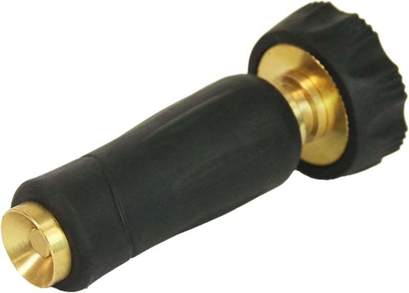 6-9472: High Pressure 3.5-inch Brass Twist Hose Nozzle, Heavy-Duty Adjustable Garden Hose Nozzle, Gardening, Watering and Irrigation, Outdoor Cleaning, Black