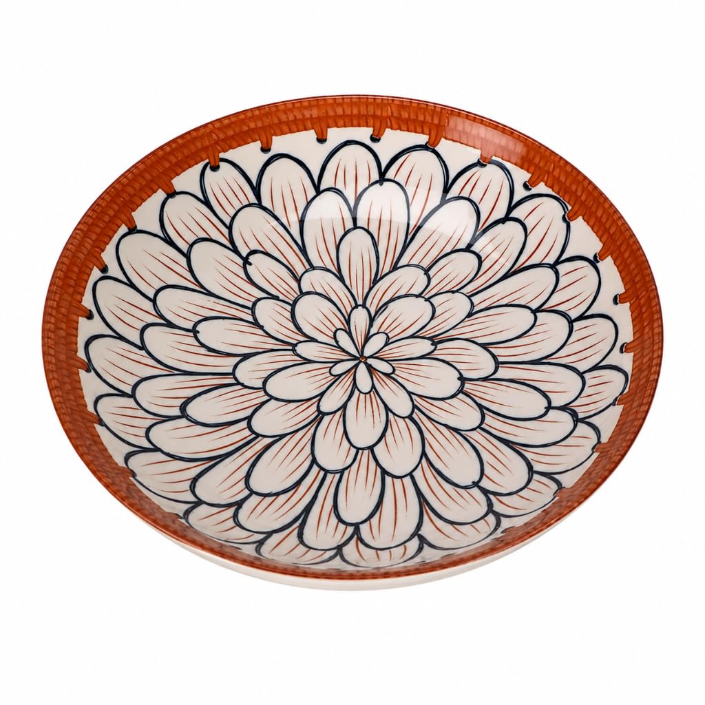 Luxury Ceramic Serving Plate 8" Round Porcelain Dinner Dish Modern Japanese Pattern & Textured Rim, Ideal for Desserts, Steak and Daily Dining, Microwave & Dishwasher Safe (Petals Set of 1)-image-41