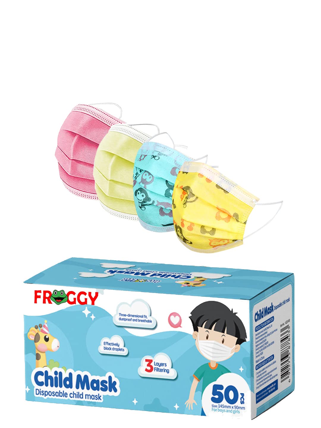 Mango People Kids 3-Ply Disposable Surgical Face Mask,Adjustable Nose Pin, Multi Colors (Pack of 100 Pcs Kids Face Mask) MPK100-3PLY-PK,YL,Pr.GR,Pr.YL (B09Y94YHGR) Amazon Price History, Amazon Price Tracker