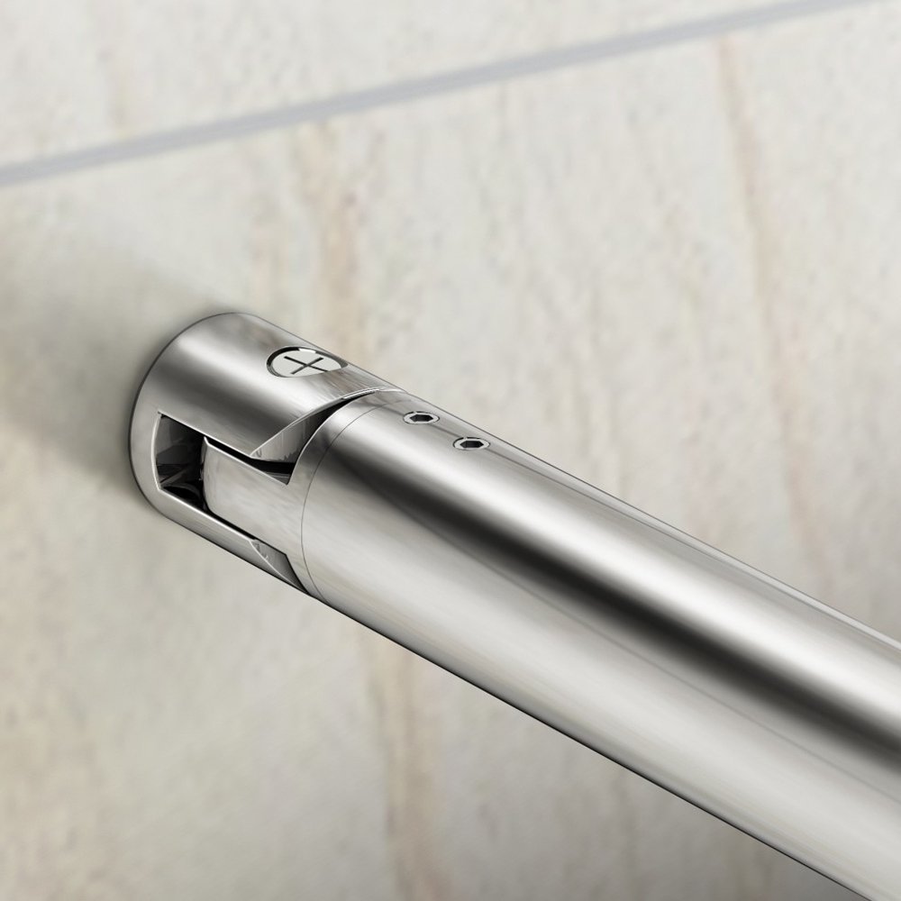 Barre De Stabilisation Télescopique Pour Verre De Douche - Longueur Réglable 75 à 135 Cm - Chrome - Verre 6-10 Mm - 7