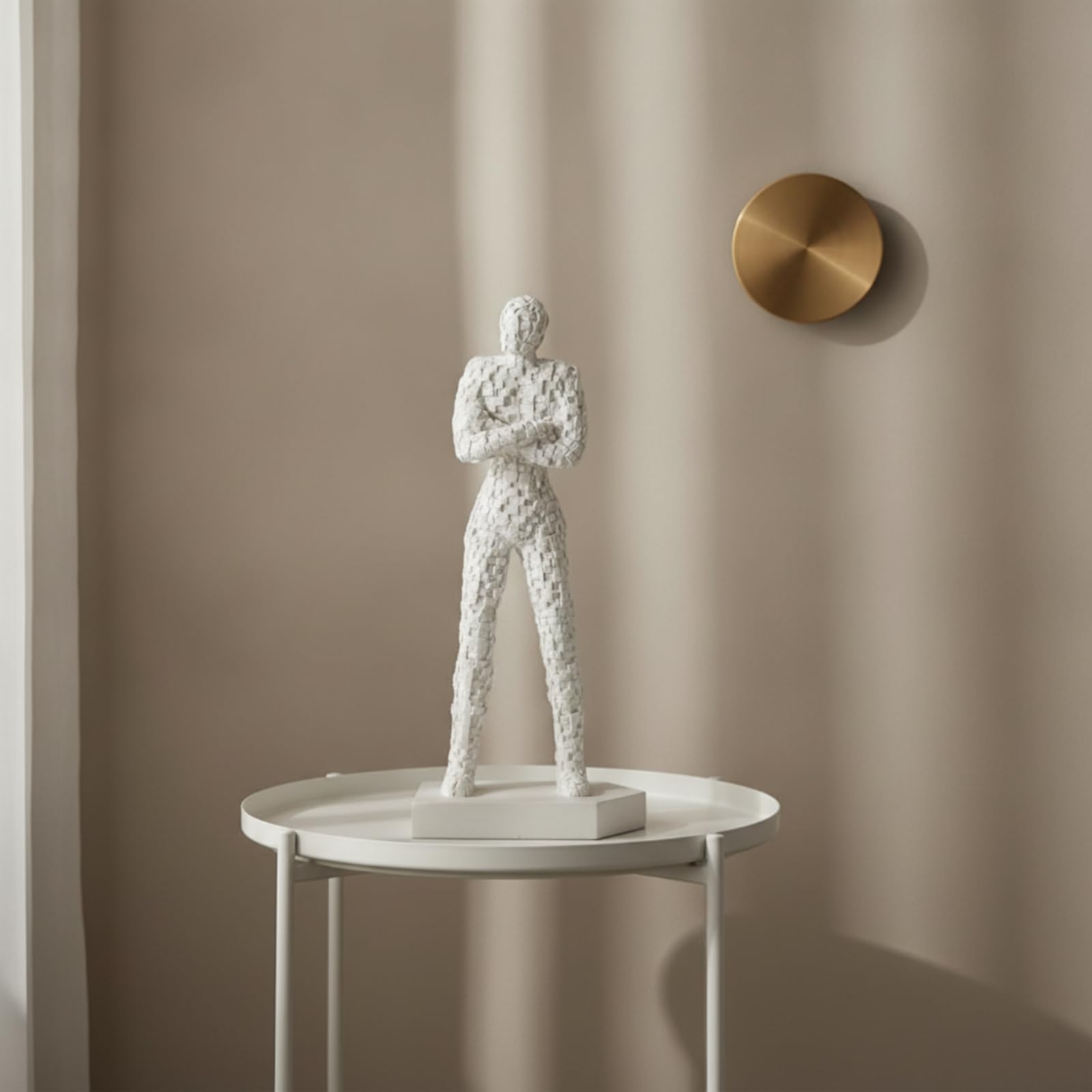 Figura Humana con Base Artística Escultura Resina Figura Resina para Oficina, Negro, Moderno Y Minimalista