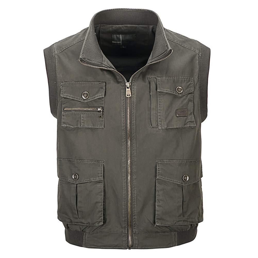G&F Unisex wędkarstwo Multi-Pocket kamizelka bawełniana bez rękawów, na polowanie, wędrówki, do fotografii, odzież robocza L-4XL (kolor: zielony, rozmiar: 3XL)