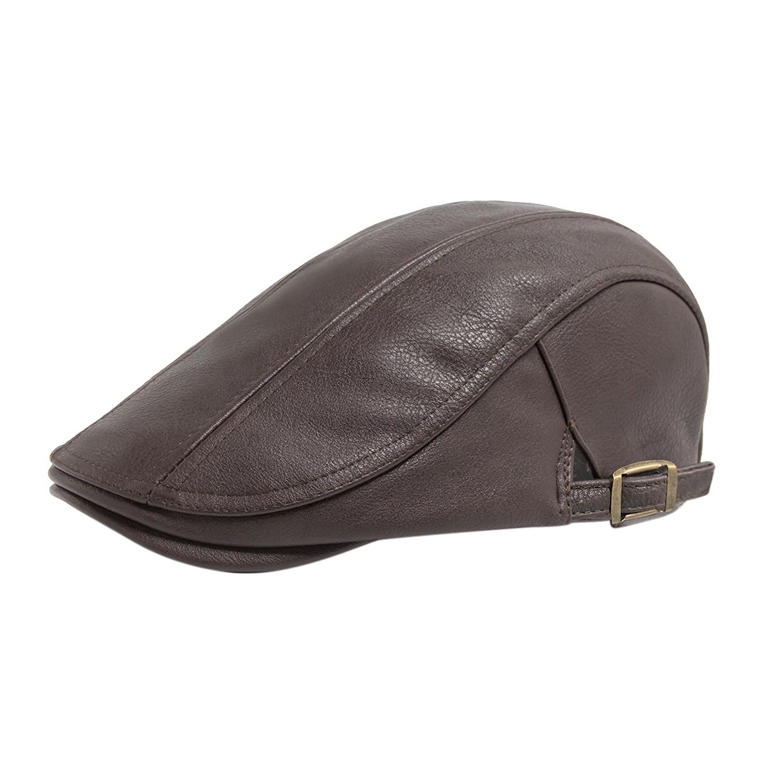 Winter Retro Style Leather Flat Cap - for Men Women Newsboy Hat Cabbie Ivy Cap PU Leather Beret Peaky Flat Cap Driving