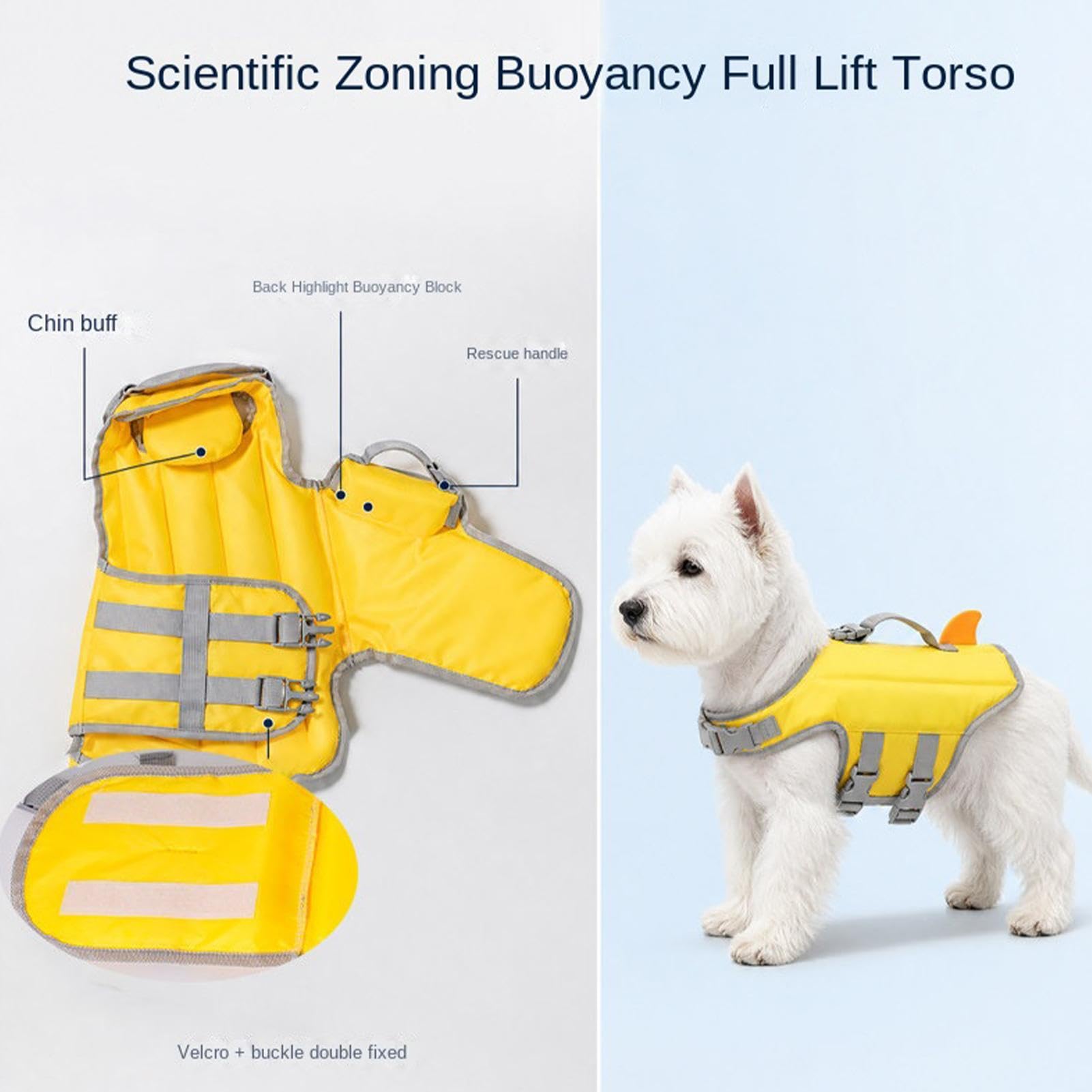 Dog Life Vest - Supports Swimming Water Play & Training, High Buoyancy Floatation Aid Jacket, XS S M Bust Sizes + 1.5kg To 10kg Load Capacity, Heavy Duty Oxford Cloth - for River & Beach